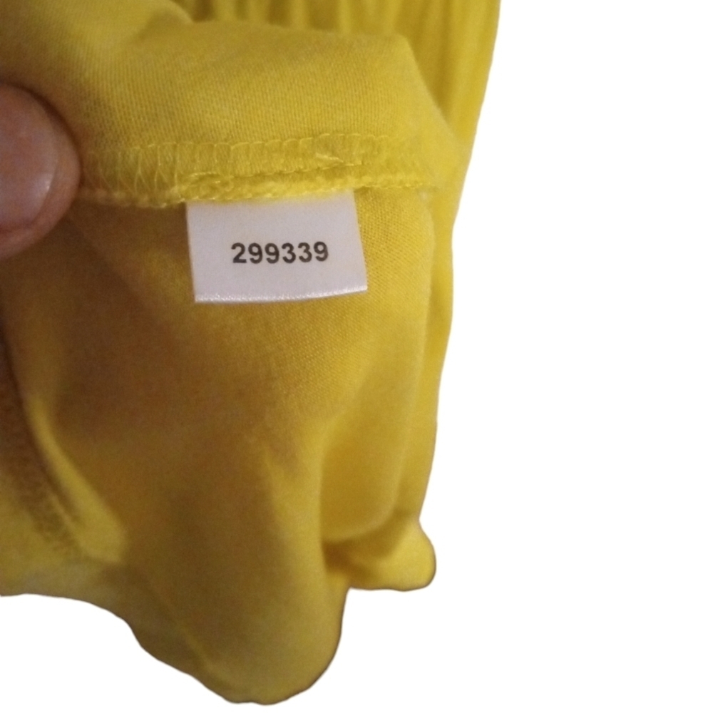 Casual Dress Loft Yellow Ruched Trim Neckline Elastic Waistband Midi Summer S - Picture 9 of 10